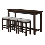 Connected Espresso 4-Piece Counter Height Set