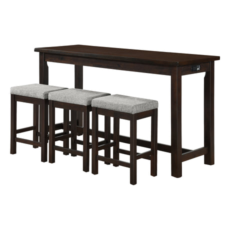 Connected Espresso 4-Piece Counter Height Set from Homelegance - Luna Furniture