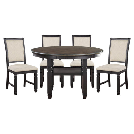 Asher Black/Brown Round 5-Piece Dining Room Set from Homelegance - Luna Furniture