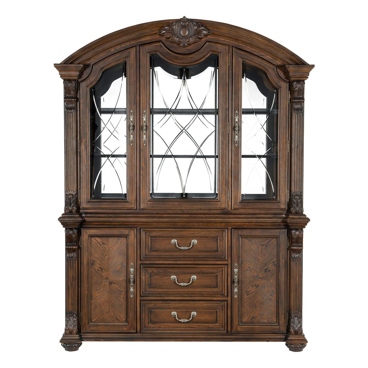 Bergen Dark Oak Buffet & Hutch from Homelegance - Luna Furniture