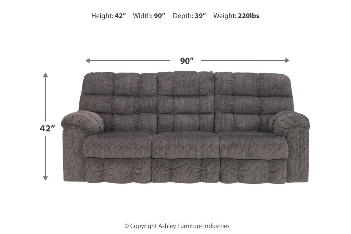 Acieona Slate Reclining Sofa with Drop Down Table -  - Luna Furniture