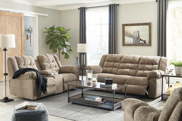 Workhorse Cocoa Reclining Loveseat with Console