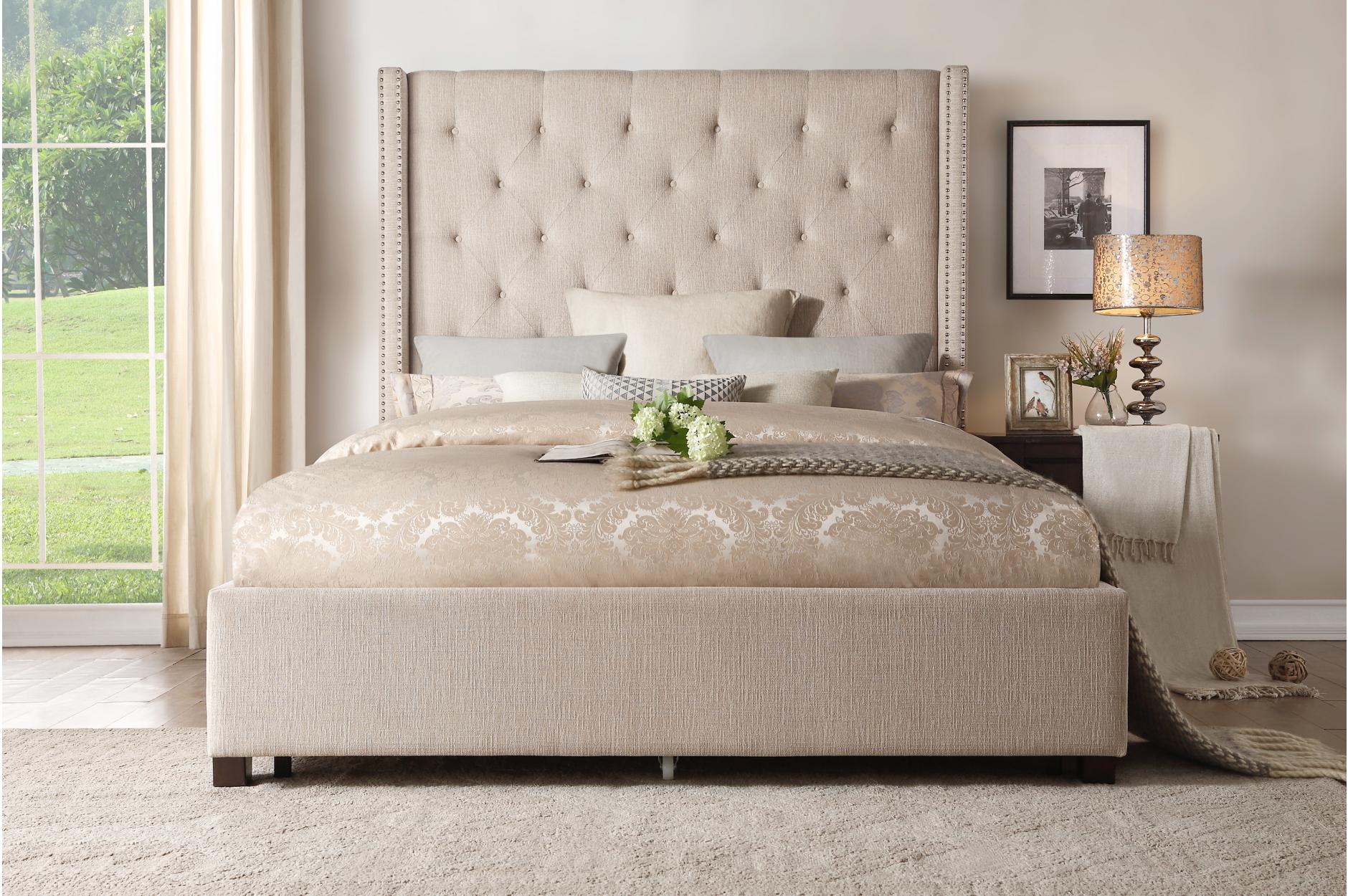 Fairborn Beige King Upholstered Platform Bed from Homelegance - Luna Furniture