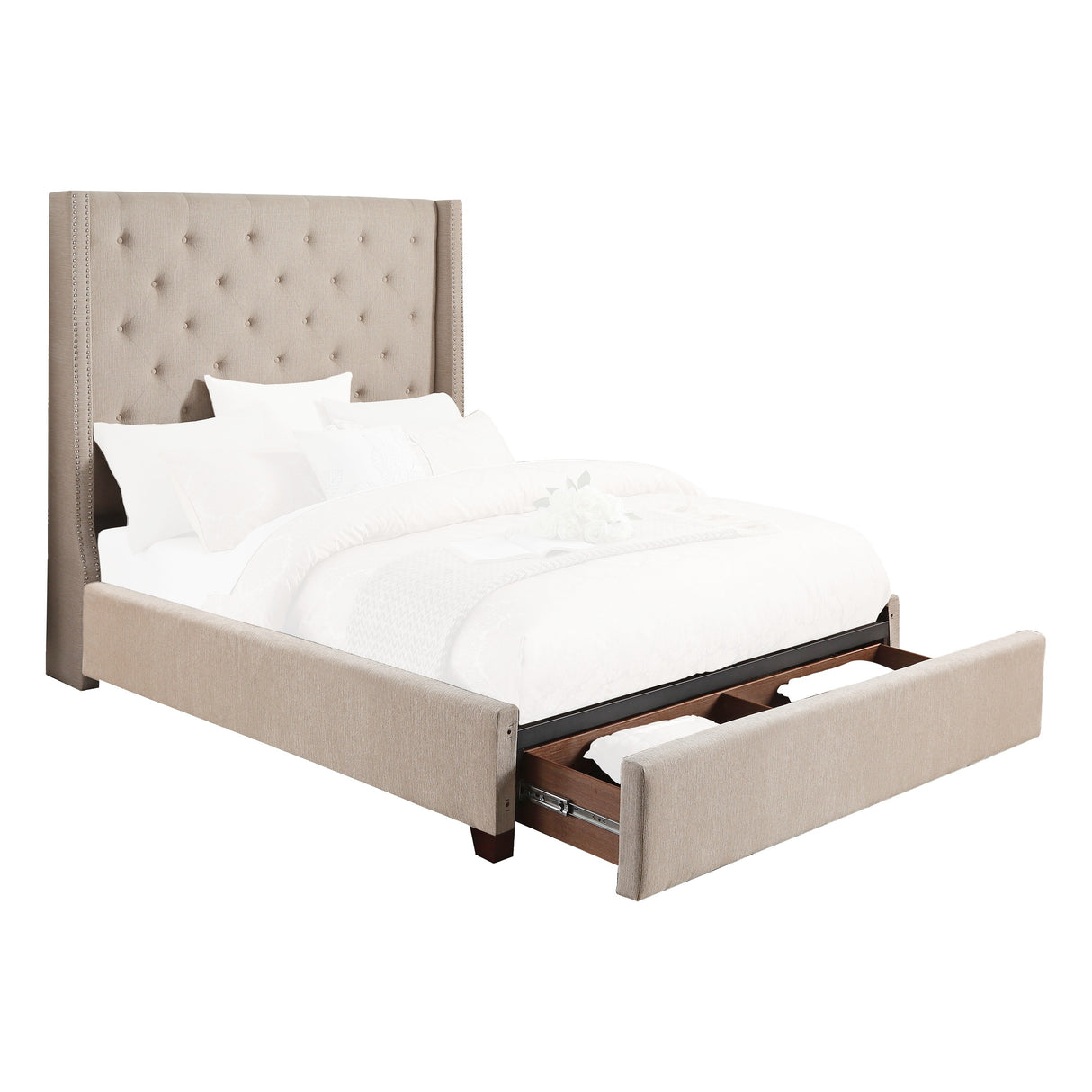 Fairborn Beige Full Upholstered Storage Platform Bed from Homelegance - Luna Furniture