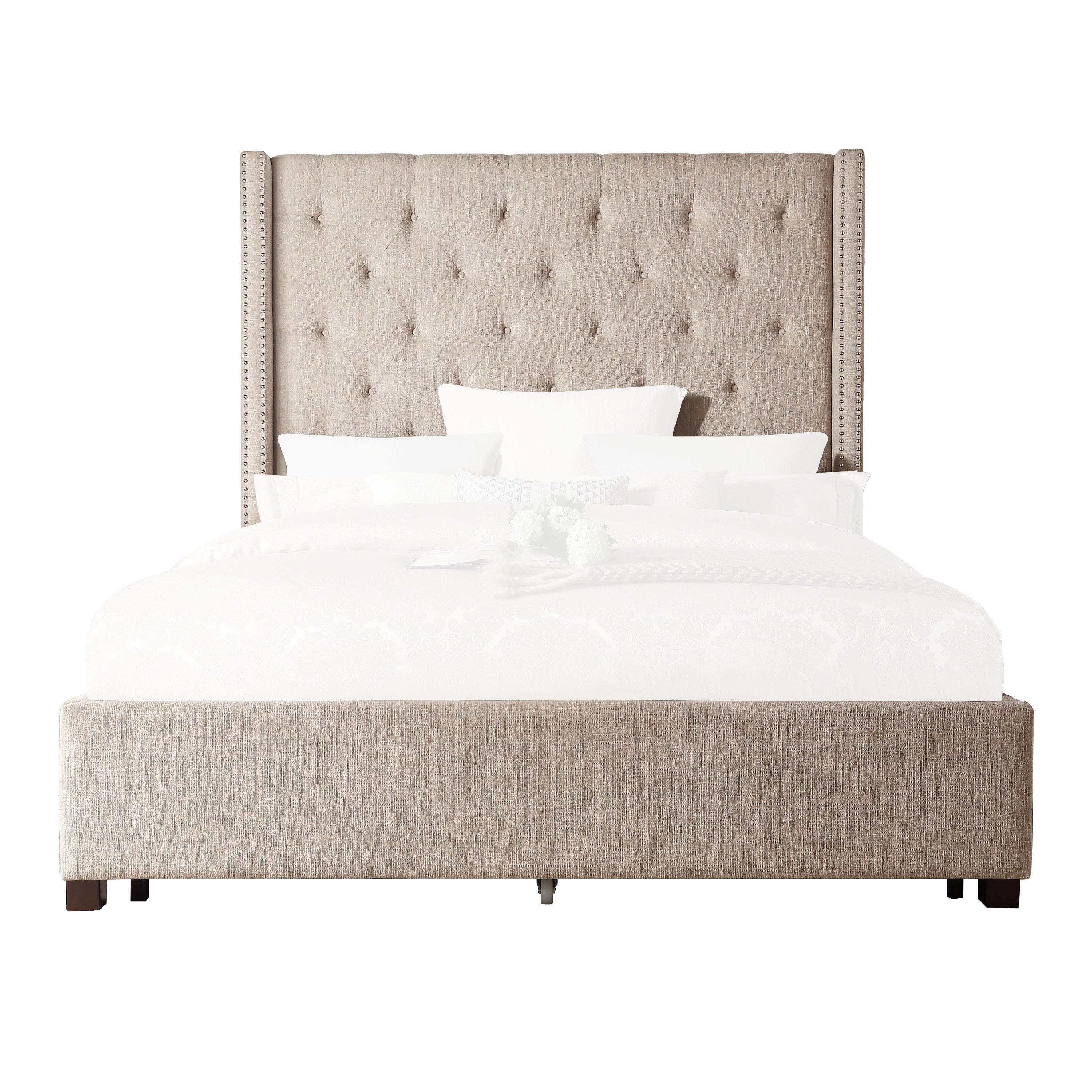 Fairborn Beige Queen Upholstered Platform Bed from Homelegance - Luna Furniture