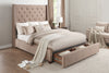 Fairborn Brown Tufted King Platform Bed with Storage Footboard - Luna Furniture