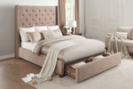 Fairborn Brown Tufted King Platform Bed with Storage Footboard - Luna Furniture