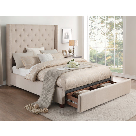 Fairborn Beige Eastern King Platform Bed with Storage Footboard from Homelegance - Luna Furniture