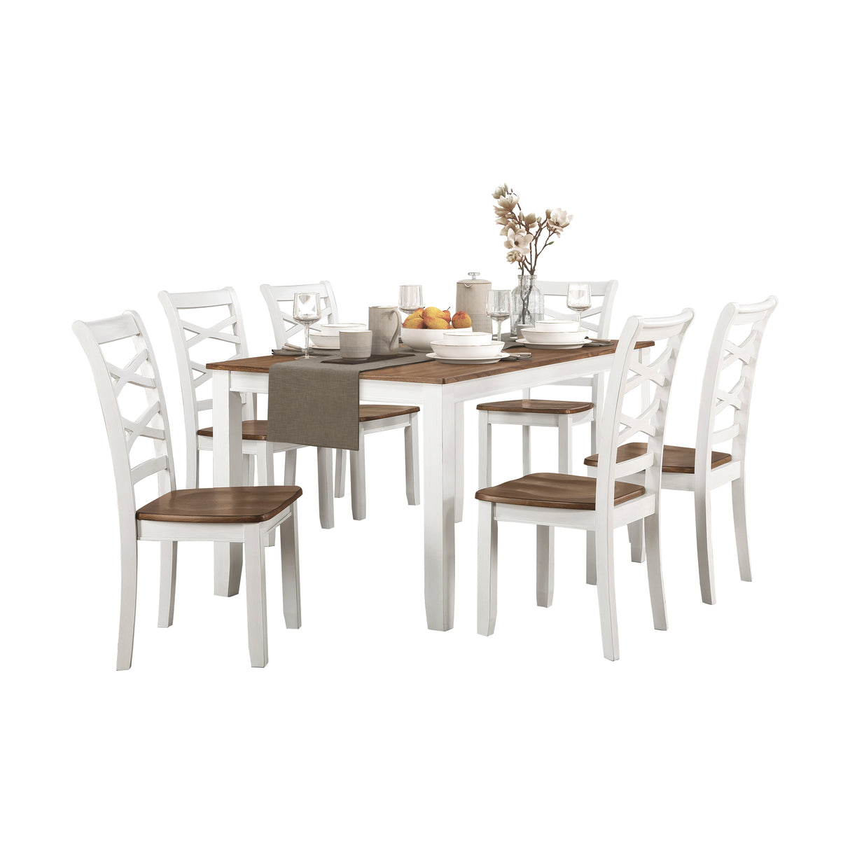 Challis Cherry/White 7-Piece Dining Set from Homelegance - Luna Furniture