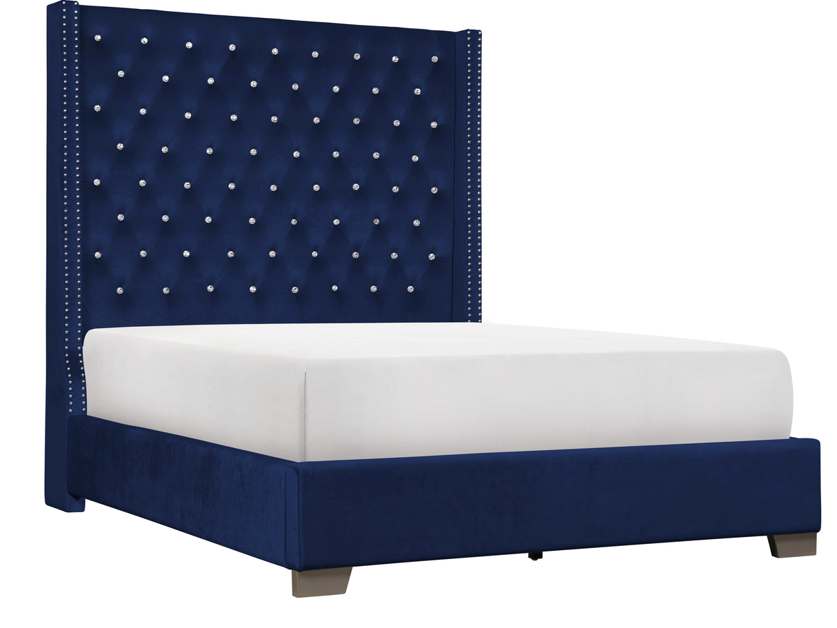 Franco Blue Velvet King Upholstered Bed from Homelegance - Luna Furniture
