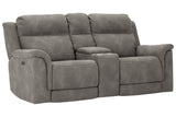 Next-Gen DuraPella Slate Power Reclining Loveseat with Console from Ashley - Luna Furniture