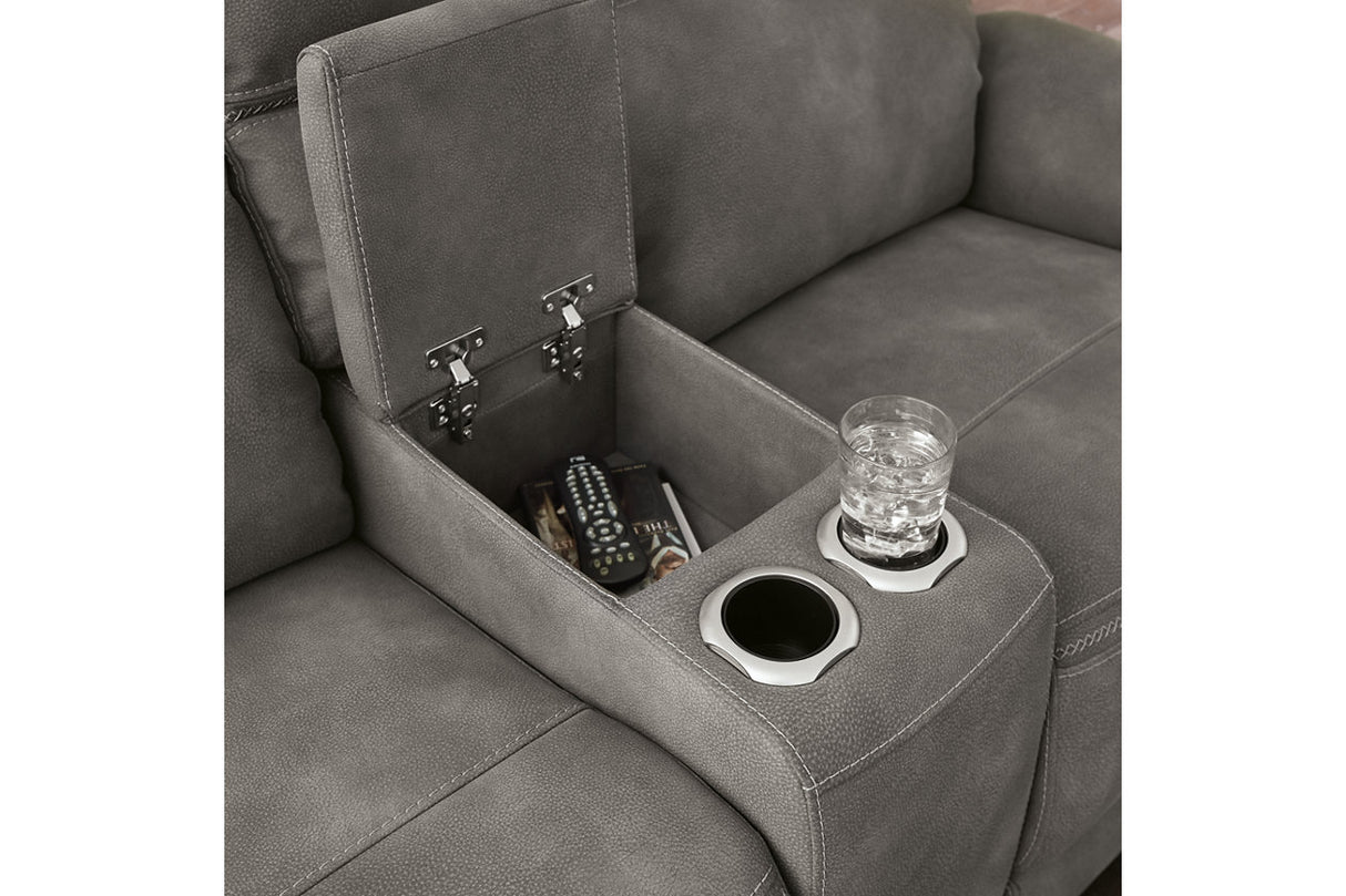 Next-Gen DuraPella Slate Power Reclining Loveseat with Console from Ashley - Luna Furniture