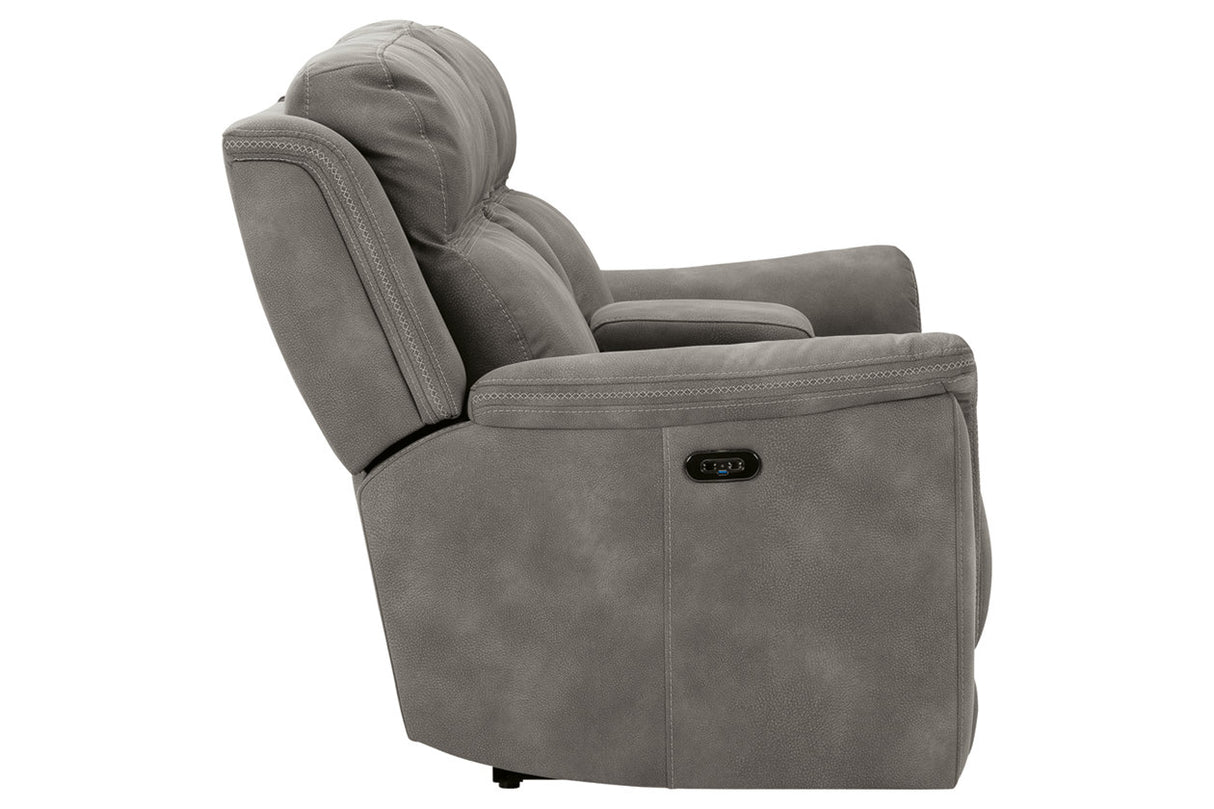 Next-Gen DuraPella Slate Power Reclining Loveseat with Console from Ashley - Luna Furniture