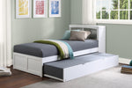 Galen White Twin Bookcase Bed with Twin Trundle