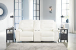 Warlin White Power Reclining Loveseat with Console