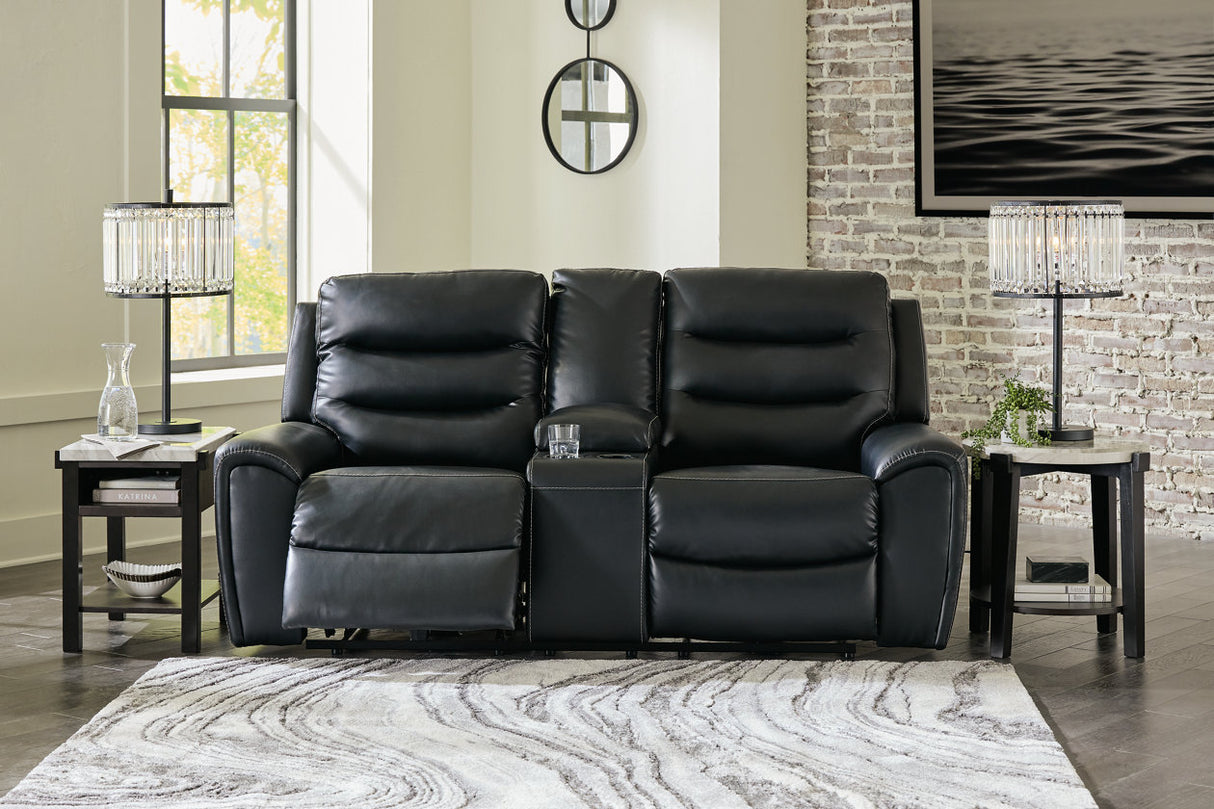 Warlin Black Power Reclining Loveseat with Console -  - Luna Furniture
