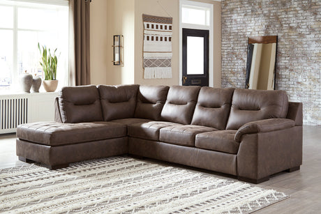 Maderla Walnut 2-Piece LAF Chaise Sectional