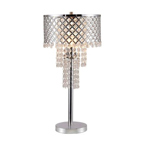 Crystal On Mesh Chrome 28" Touch Table Lamp - Luna Furniture