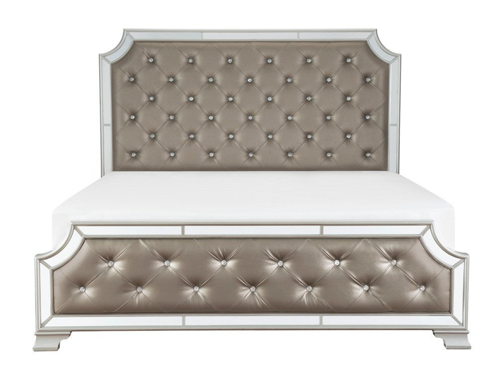 Avondale Silver Queen Mirrored Upholstered Panel Bed from Homelegance - Luna Furniture