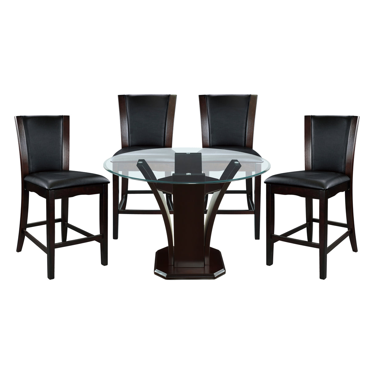 Daisy Espresso/Dark Brown 5-Piece 48" Glass-Top Round Counter Height Set from Homelegance - Luna Furniture