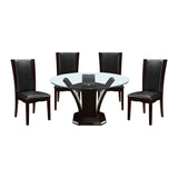 Daisy Espresso/Dark Brown 5-Piece 48" Glass-Top Round Dining Room Set from Homelegance - Luna Furniture