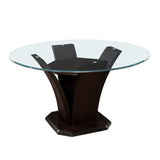 Daisy Dark Brown 54" Round Dining Table, Glass Top from Homelegance - Luna Furniture