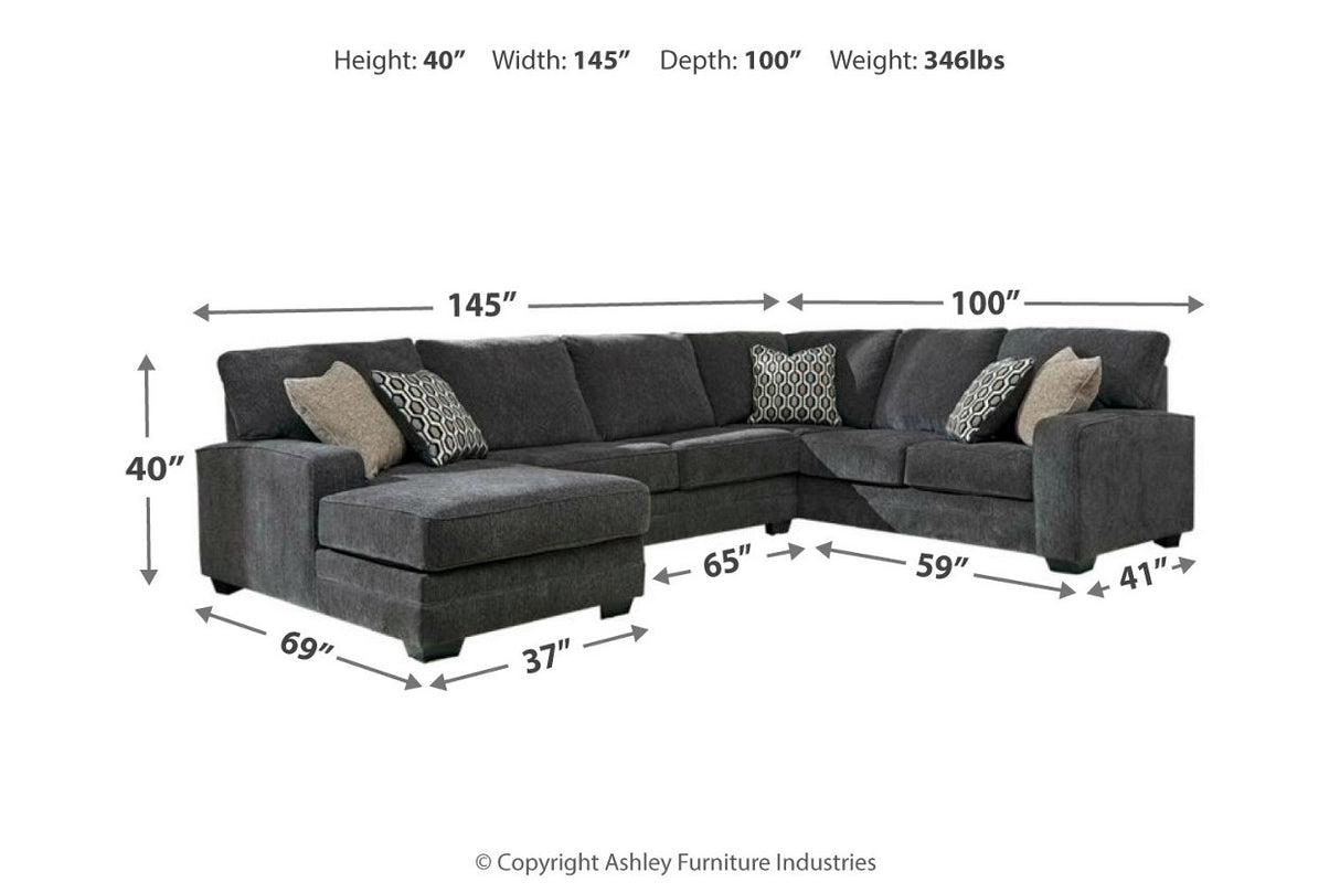Tracling Slate 3-Piece LAF Chaise Sectional