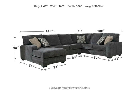 Tracling Slate 3-Piece LAF Chaise Sectional from Ashley - Luna Furniture