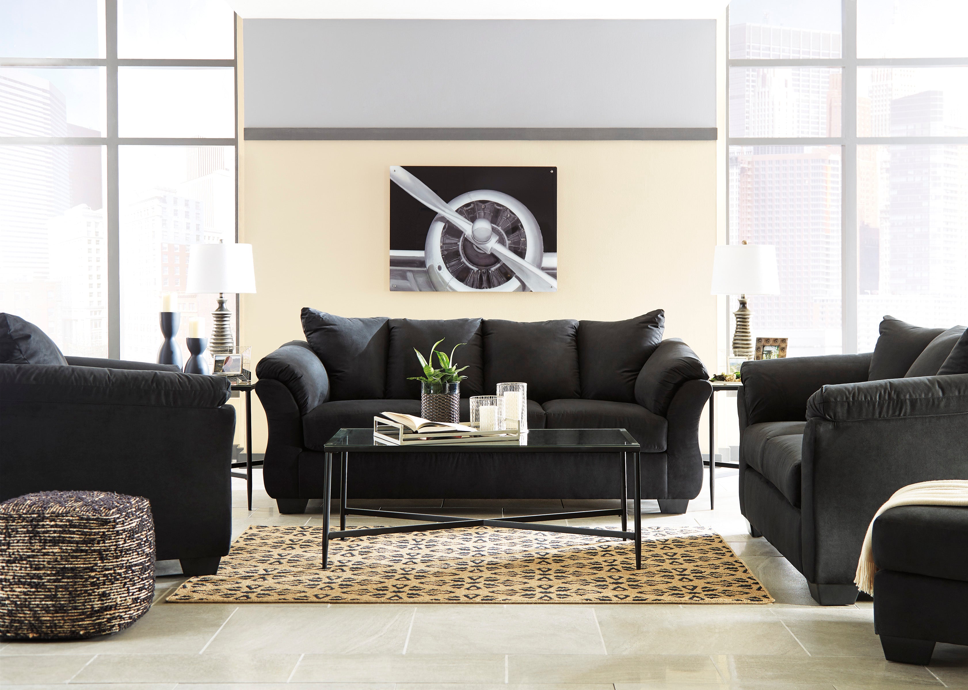 darcy black living room set - luna furniture from ashley