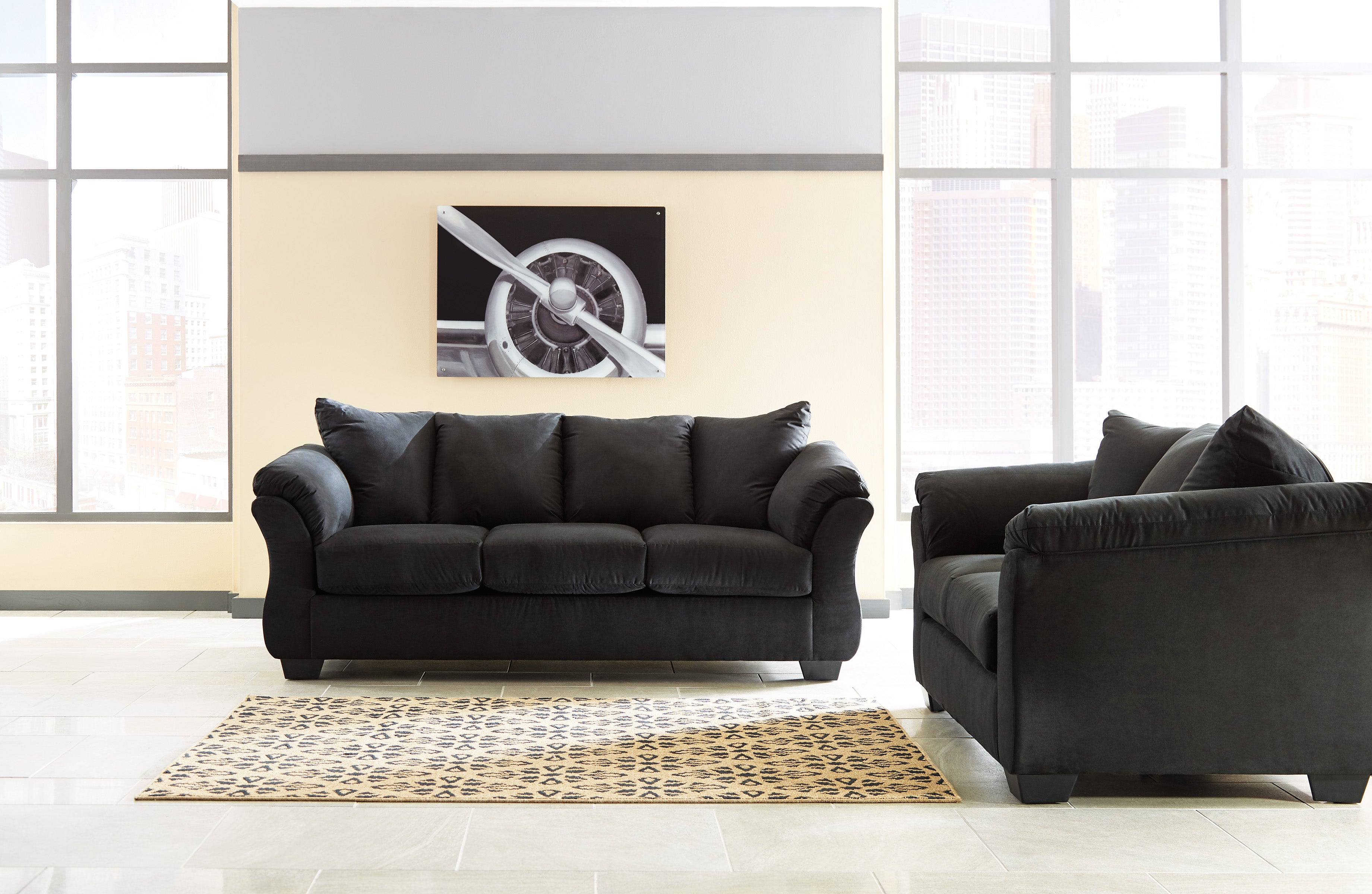darcy black living room set