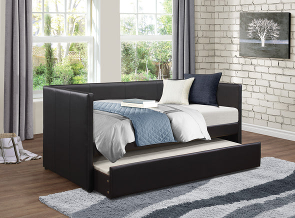 Adra Black Twin Daybed with Trundle - Luna Furniture