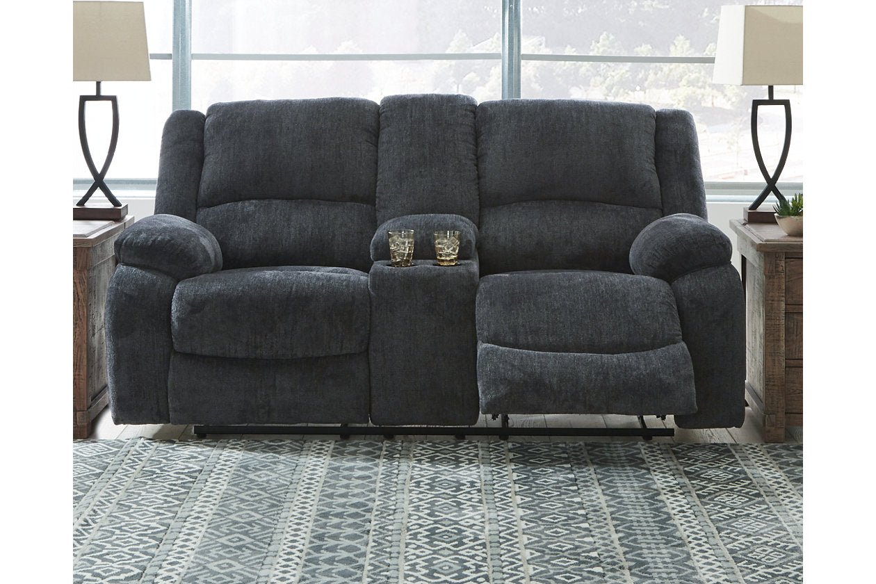Draycoll Slate Reclining Loveseat with Console from Ashley - Luna Furniture