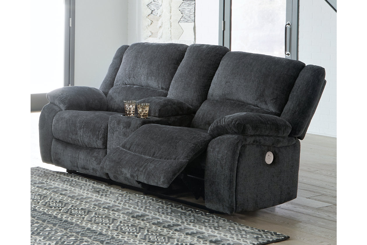 Draycoll Slate Power Reclining Loveseat with Console from Ashley - Luna Furniture
