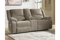 Draycoll Pewter Power Reclining Loveseat with Console