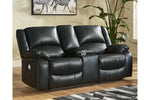 Calderwell Black Power Reclining Loveseat with Console