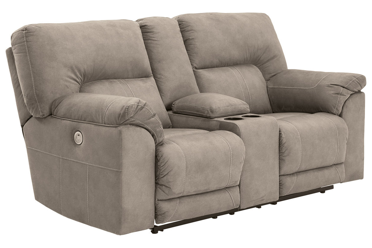 Cavalcade Slate Power Reclining Loveseat with Console from Ashley - Luna Furniture