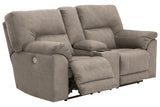 Cavalcade Slate Power Reclining Loveseat with Console from Ashley - Luna Furniture