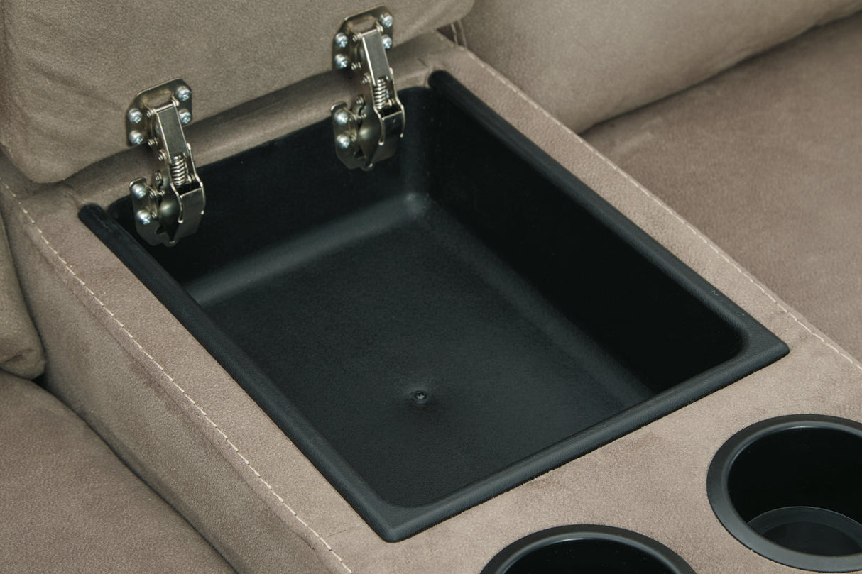 Cavalcade Slate Power Reclining Loveseat with Console from Ashley - Luna Furniture