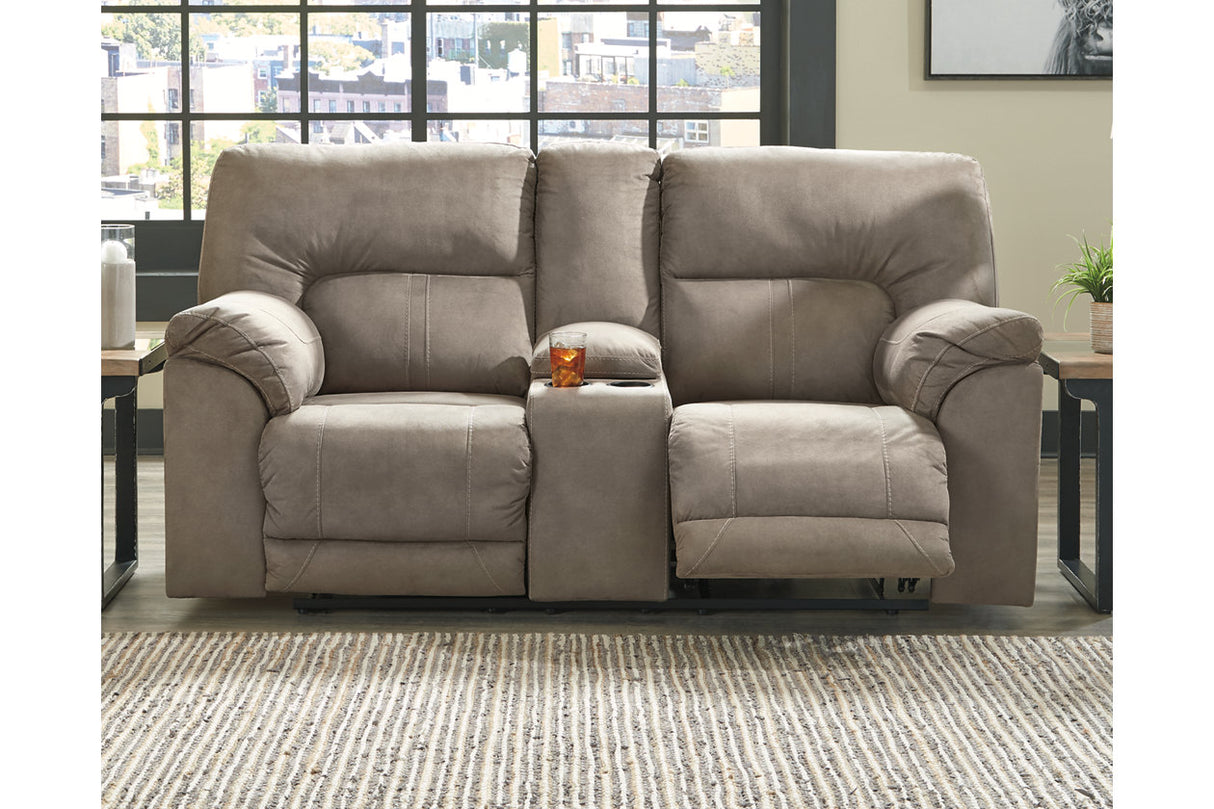 Cavalcade Slate Power Reclining Loveseat with Console from Ashley - Luna Furniture
