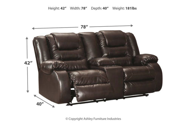 Vacherie Chocolate Reclining Loveseat with Console