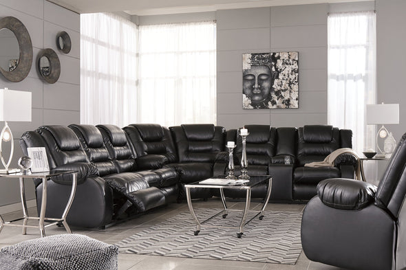 Vacherie Black Reclining Loveseat with Console