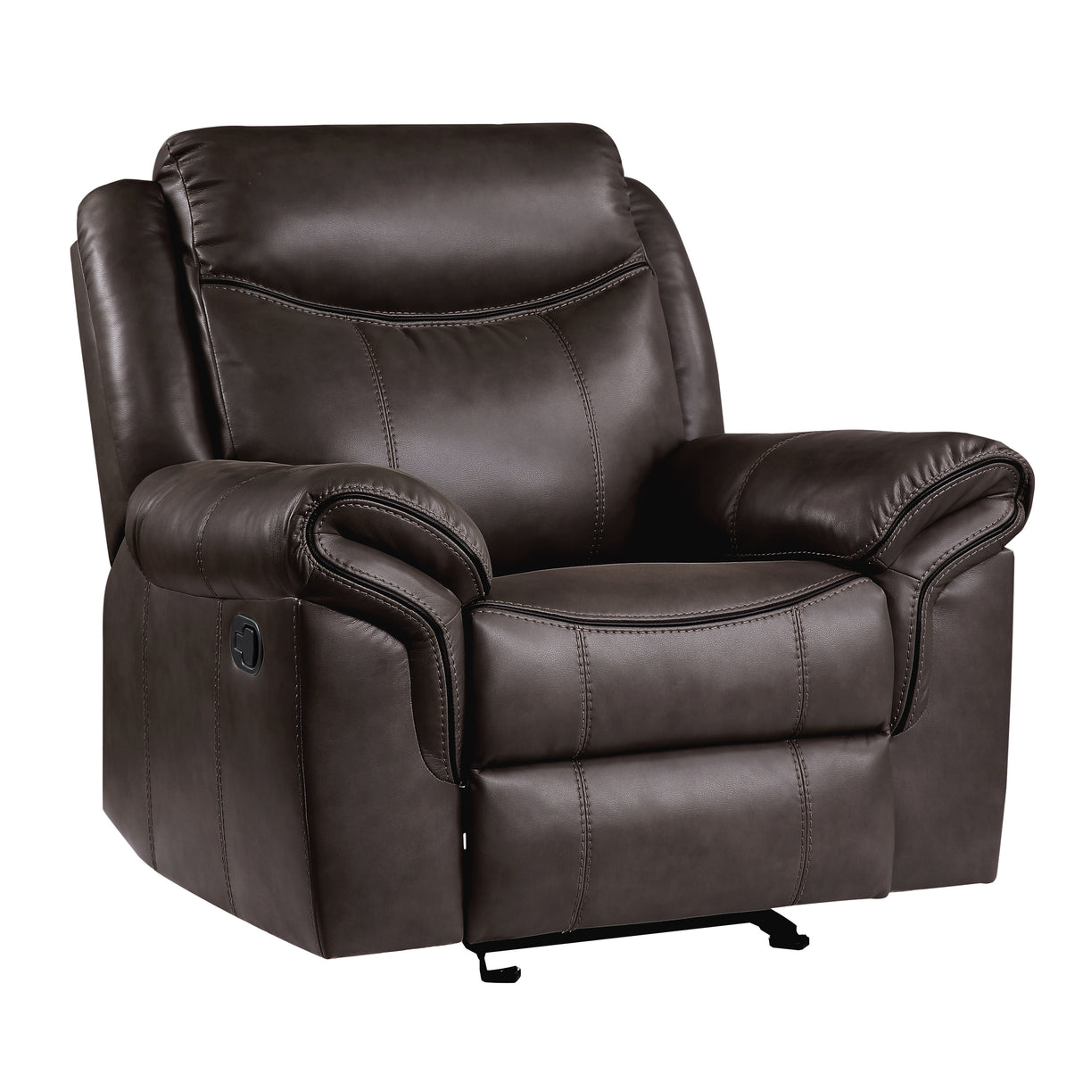 Aram Dark Brown Faux Leather Glider Reclining Chair from Homelegance - Luna Furniture