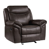 Aram Dark Brown Faux Leather Glider Reclining Chair from Homelegance - Luna Furniture