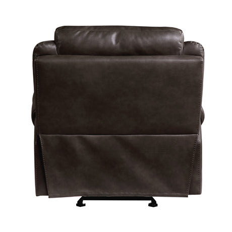 Aram Dark Brown Faux Leather Glider Reclining Chair from Homelegance - Luna Furniture