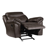 Aram Dark Brown Faux Leather Glider Reclining Chair from Homelegance - Luna Furniture