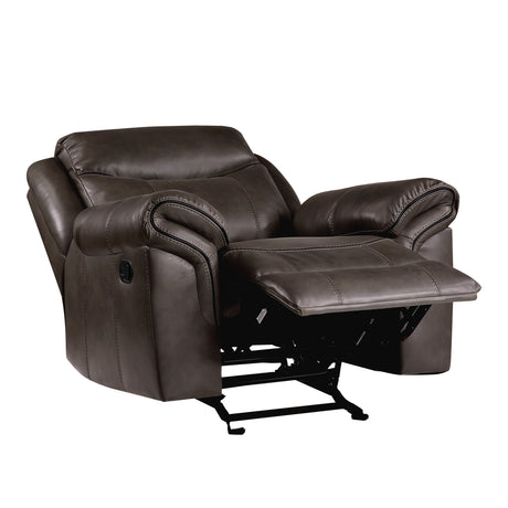 Aram Dark Brown Faux Leather Glider Reclining Chair from Homelegance - Luna Furniture