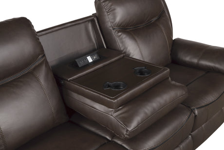 Aram Dark Brown Faux Leather Sofa and Loveseat from Homelegance - Luna Furniture