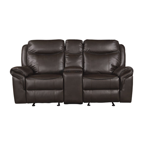 Aram Dark Brown Faux Leather Sofa and Loveseat from Homelegance - Luna Furniture