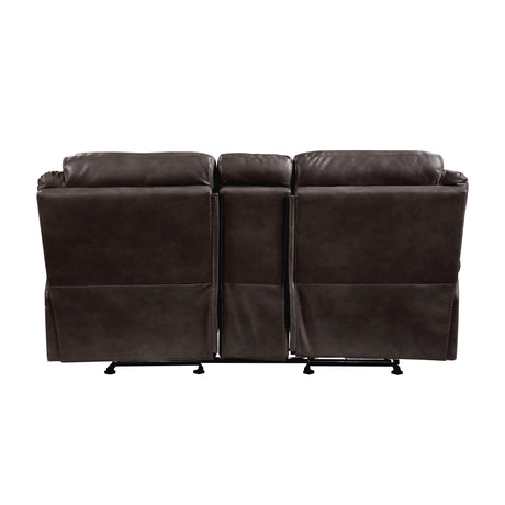 Aram Dark Brown Faux Leather Sofa and Loveseat from Homelegance - Luna Furniture
