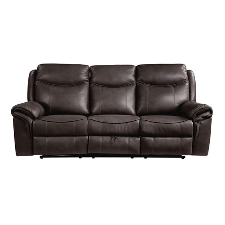 Aram Dark Brown Faux Leather Sofa and Loveseat from Homelegance - Luna Furniture
